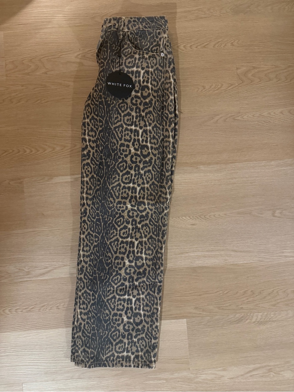 Low rise wide leg Leopard Print Jeans